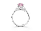 Silver Fancy Pink Cushion Cut Diamond Solitaire Engagement Ring with Cathedral Setting and Four-Prong Mount_15