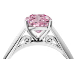 Silver Fancy Pink Cushion Cut Diamond Solitaire Engagement Ring with Cathedral Setting and Four-Prong Mount_16