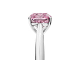 Silver Fancy Pink Cushion Cut Diamond Solitaire Engagement Ring with Cathedral Setting and Four-Prong Mount_17