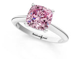 Silver Fancy Pink Cushion Cut Diamond Solitaire Engagement Ring with Classic Band and Four-Prong Setting_13