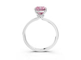Silver Fancy Pink Cushion Cut Diamond Solitaire Ring with Classic Band and Four-Prong Setting_33
