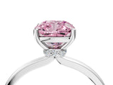 Silver Fancy Pink Cushion Cut Diamond Solitaire Ring with Classic Band and Four-Prong Setting_34
