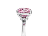 Silver Fancy Pink Cushion Cut Diamond Solitaire Ring with Classic Band and Four-Prong Setting_35