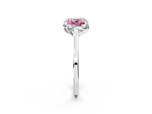 Sterling Silver Cushion Cut Floral Solitaire Engagement Ring Setting for Fancy Pink Center
