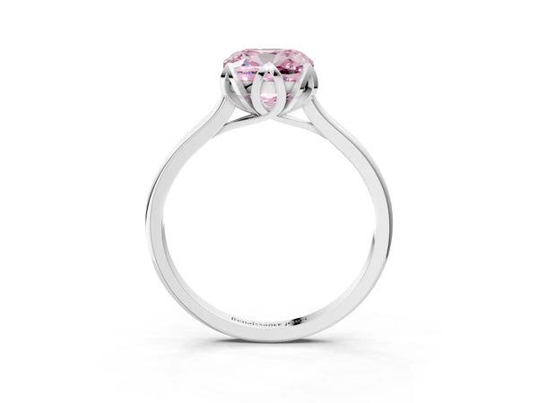 Sterling Silver Cushion Cut Floral Solitaire Engagement Ring Setting for Fancy Pink Center