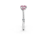 Silver Fancy Pink Cushion Cut Diamond Solitaire Ring with Pavé Band and Prong Setting_14