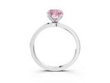 Silver Fancy Pink Cushion Cut Diamond Solitaire Ring with Thin Band and Prong Setting_3