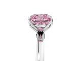 Silver Fancy Pink Cushion Cut Diamond Solitaire Ring with Thin Band and Prong Setting_5
