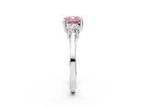 Silver Fancy Pink Cushion Cut Diamond Three-Stone Engagement Ring with Prong Setting and Pavé Band_38
