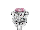 Silver Fancy Pink Cushion Cut Diamond Three-Stone Halo Ring with Prong Setting and Pavé Accents_11