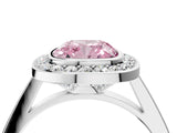 Silver Fancy Pink Cushion Cut Halo Bezel Diamond Pave Band Ring_10