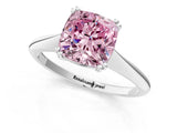 Silver Fancy Pink Cushion Cut Solitaire Diamond Ring with Six-Prong Setting and Classic Band_22