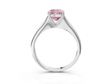 Silver Fancy Pink Cushion Cut Solitaire Diamond Ring with Six-Prong Setting and Classic Band_24