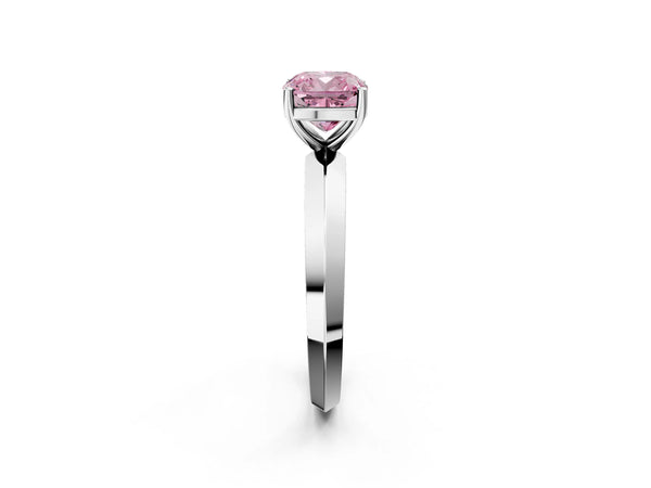Sterling Silver Cushion Cut Knife-Edge Solitaire Engagement Ring Setting for Fancy Pink Center