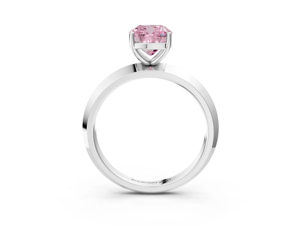 Sterling Silver Cushion Cut Knife-Edge Solitaire Engagement Ring Setting for Fancy Pink Center