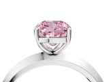 Silver Fancy Pink Cushion  Cut Solitaire Engagement Ring with Flat Band and Four-Prong Setting 4