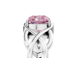 Silver Fancy Pink Cushion Cut Solitaire Intertwined Band Prong Setting Ring_11