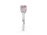 Silver Fancy Pink Cushion Cut Solitaire Split Shank Pave Diamond Engagement Ring with Four-Prong Setting_8