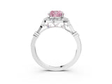 Silver Fancy Pink Cushion  Halo Diamond Engagement Ring with Twisted Band and Four-Prong Setting 4