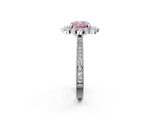 Silver Fancy Pink Cushion  Halo Milgrain Pave Diamond Ring with Four-Prong Setting 3