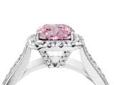Silver Fancy Pink Cushion  Halo Round Diamond Pave Band with Prong Setting 4