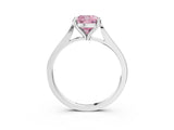 Silver Fancy Pink Cushion  Solitaire Diamond Ring with Four-Prong Setting and Tapered Band 4