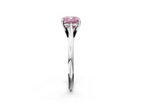 Silver Fancy Pink Cushion  Solitaire Engagement Ring with Four-Prong Setting and Classic Band 2