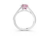 Silver Fancy Pink Cushion  Solitaire Engagement Ring with Four-Prong Setting and Classic Band 3