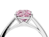 Silver Fancy Pink Cushion  Solitaire Engagement Ring with Four-Prong Setting and Classic Band 4