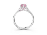 Silver Fancy Pink Cushion  Solitaire Engagement Ring with Six-Prong Setting and Classic Band 3