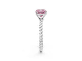 Silver Fancy Pink Cushion  Solitaire Twist Band Ring with Four-Prong Setting_2