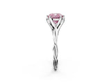 Silver Fancy Pink Cushion  Solitaire Twist Band Six-Prong Setting 2
