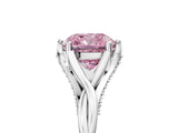 Silver Fancy Pink Cushion  Solitaire Twist Band Six-Prong Setting 5