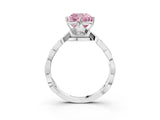Silver Fancy Pink Cushion  Solitaire Twist Band with Leaf Prong Setting 4