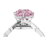 Silver Fancy Pink Cushion  Solitaire Twist Band with Leaf Prong Setting 5