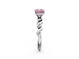 Silver Fancy Pink Cushion  Solitaire Twisted Band with Prong Setting 2
