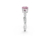 Silver Fancy Pink Cushion  Solitaire Twisted Pave Diamond Ring with Four-Prong Setting_2