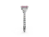 Silver Fancy Pink Emerald  Brilliant Diamond Solitaire with Pavé Band and Four-Prong Setting 2