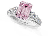 Silver Fancy Pink Emerald Cut Brilliant Diamond Pavé Band with Six-Prong Setting_19