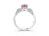 Silver Fancy Pink Emerald Cut Brilliant Three-Stone Pave Band with Four-Prong Setting_9