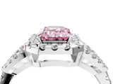 Silver Fancy Pink Emerald Cut Cut Diamond Halo Engagement Ring with Open Split Pavé Band_10