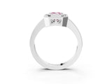 Silver Fancy Pink Emerald Cut Cut Halo Pavé Diamond Ring_9