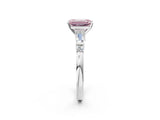 Silver Fancy Pink Emerald  Cut Diamond Ring with Baguette Side Stones, Channel Set Band, and Four-Prong Setting_14