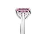 Silver Fancy Pink Emerald Cut Diamond Solitaire Engagement Ring with Cathedral Setting and Four-Prong Mount_5