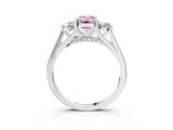 Silver Fancy Pink Emerald Cut Diamond Three-Stone Engagement Ring with Prong Setting and Pavé Band_39