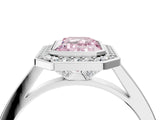 Silver Fancy Pink Emerald Cut Halo Bezel Diamond Pave Band Ring_10