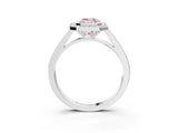Silver Fancy Pink Emerald Cut Halo Bezel Diamond Pave Band Ring_9