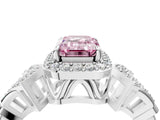 Silver Fancy Pink Emerald Cut Halo Diamond Split Shank Engagement Ring with Four-Prong Setting_10