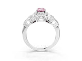 Silver Fancy Pink Emerald Cut Halo Diamond Split Shank Engagement Ring with Four-Prong Setting_9