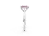 Silver Fancy Pink Emerald Cut Solitaire Diamond Ring with Six-Prong Setting and Classic Band_23